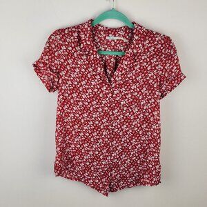 Urban Outfitters Kimchi Blue Ditsy Floral Short Sleeve Button Front Blouse sz S